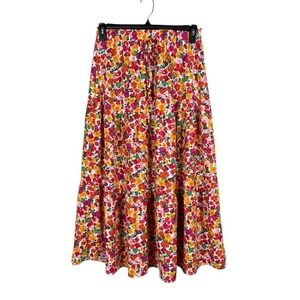 Womens Tiered Floral Maxi Skirt Small Fairy Cottagecore Peasant Beachy Coastal